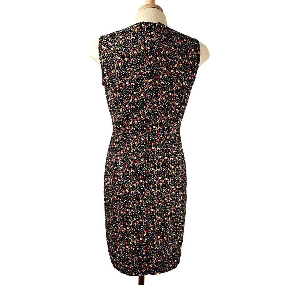 Betsy Lauren Y2K Sleeveless Cotton Sheath Dress Sz 12P Stretch Floral on Black - Picture 6 of 9